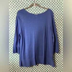 J Jill Women's Blue 3/4 Long Sleeve Top Size Large